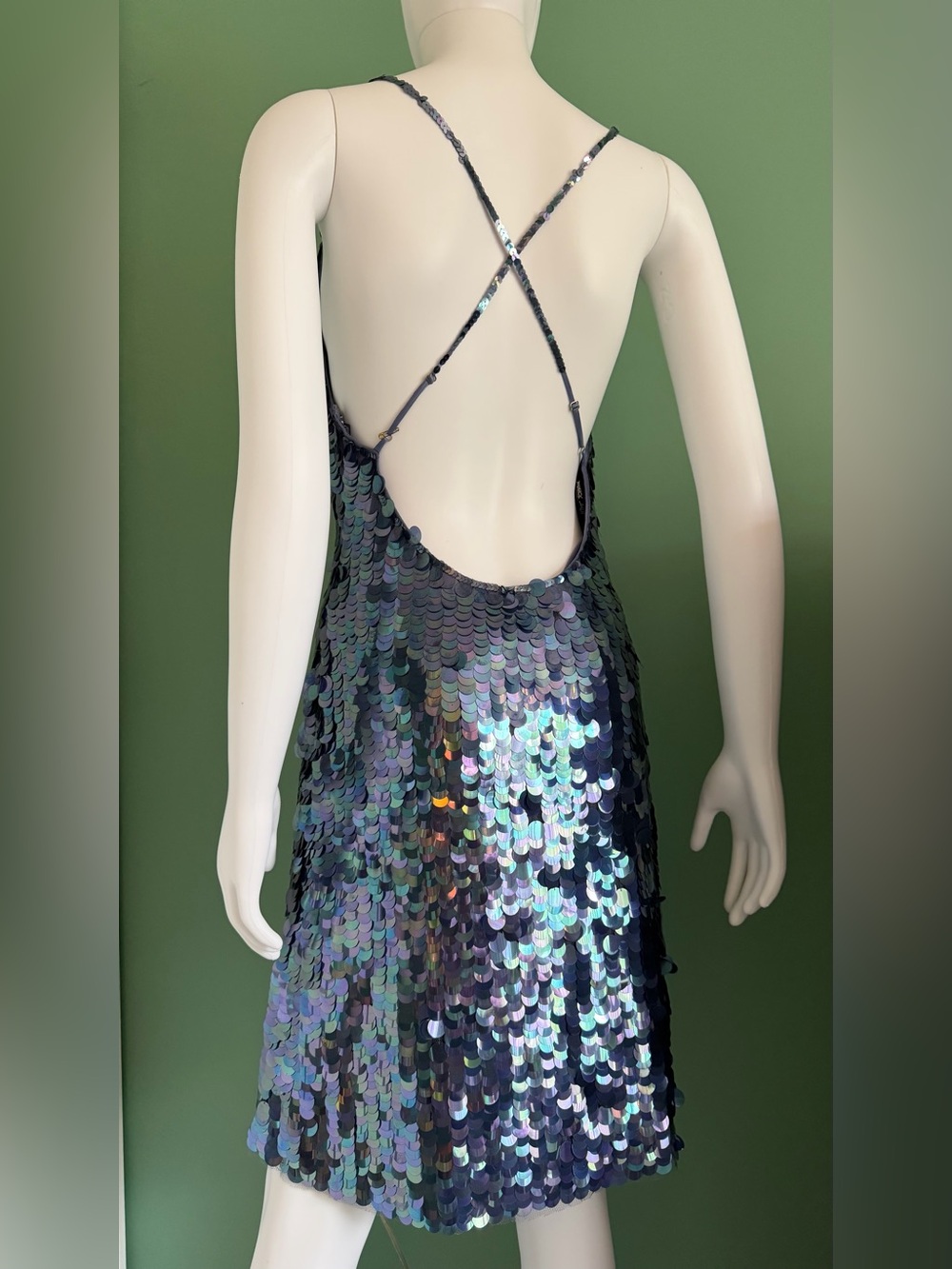 Betsey Johnson Vintage Iridescent Multi-Sequin Slip Dress - Picture 2 of 15